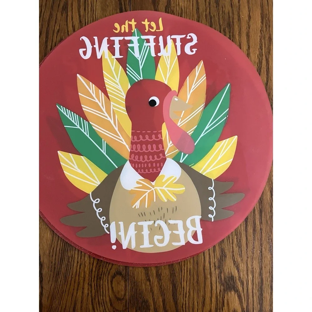 Thanksgiving Vinyl Turkey Placemats Lot Of 6 Happy Turkey